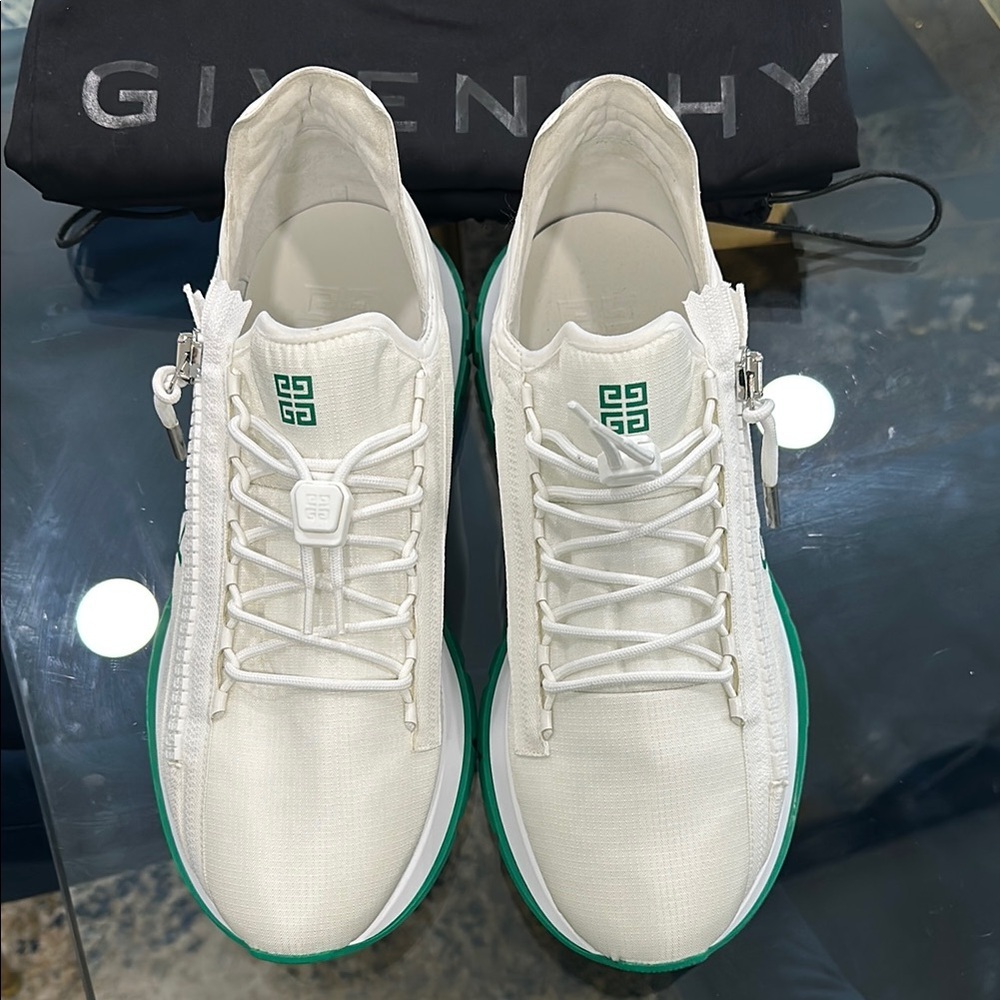 Givenchy White and Green Sneakers